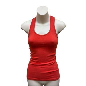 NWT Red Ribbed Racerback Tank Top Fitted Stretch Basic Layering Top